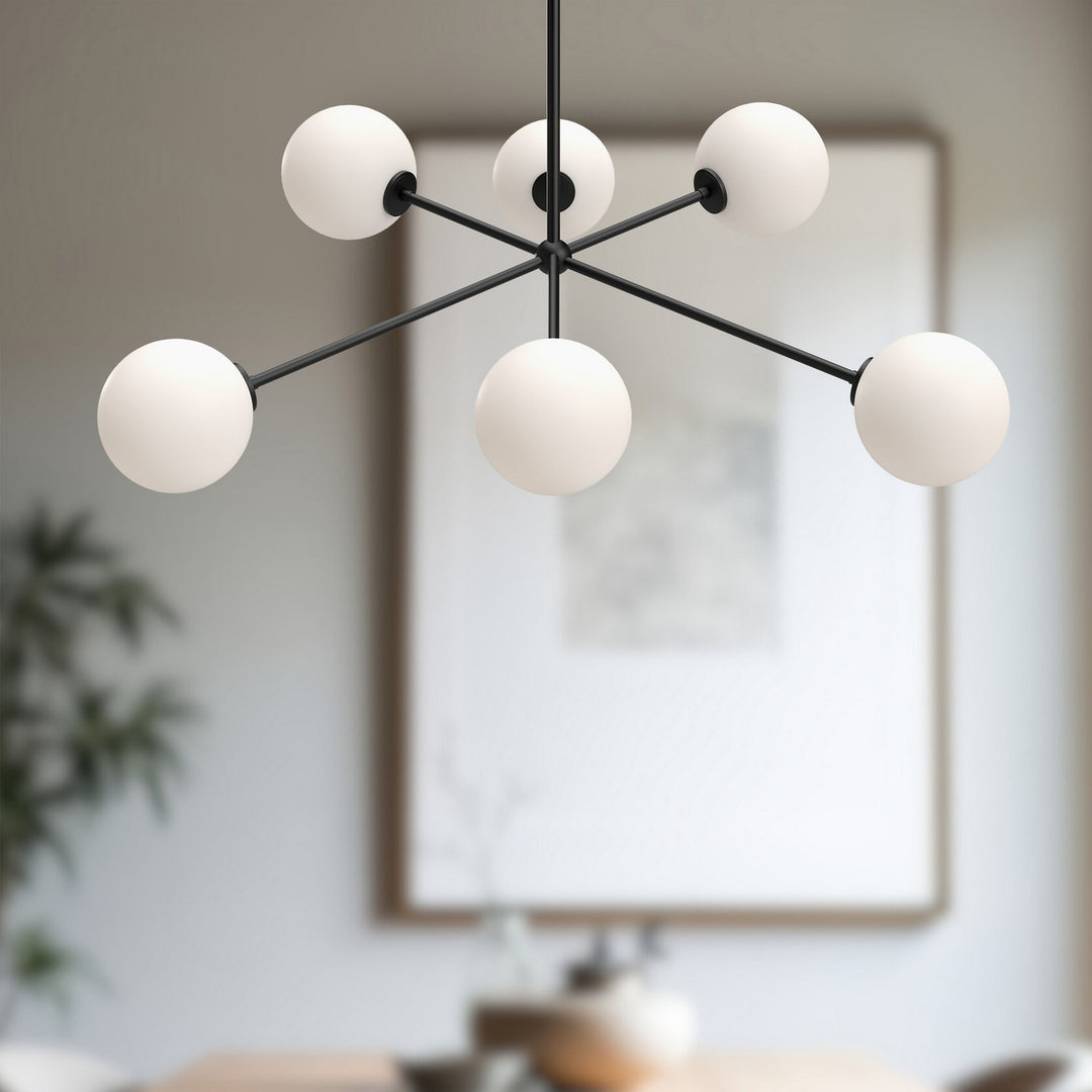 Alora Canada - CH549640MBOP - Six Light Chandelier - Cassia - Matte Black/Opal Matte Glass