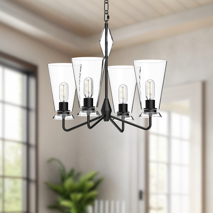Alora Canada - CH570423MBCL - Four Light Chandelier - Salem - Clear Glass/Matte Black