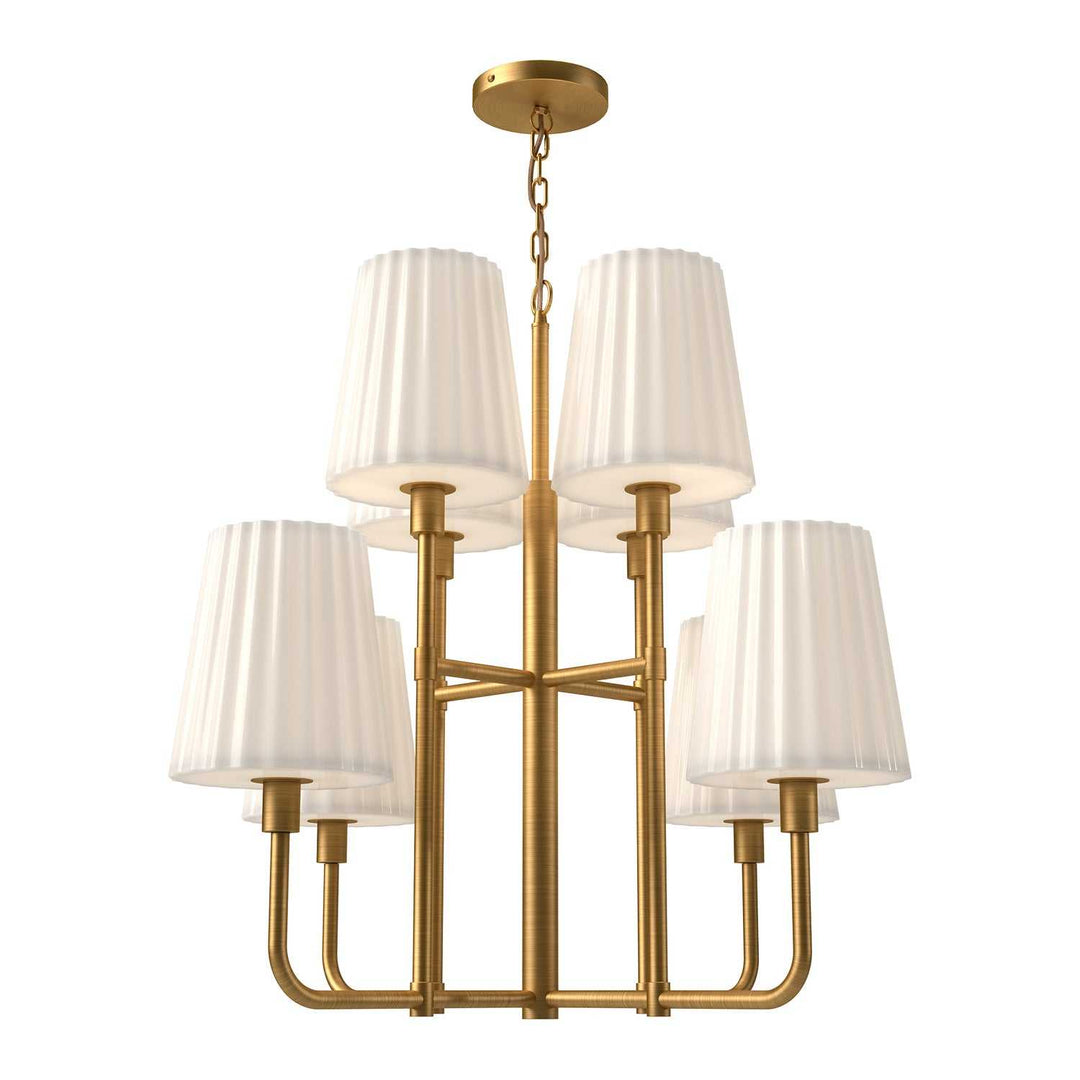 Alora Canada - CH628830AGOP - Eight Light Chandelier - Plisse - Aged Gold/Opal Matte Glass