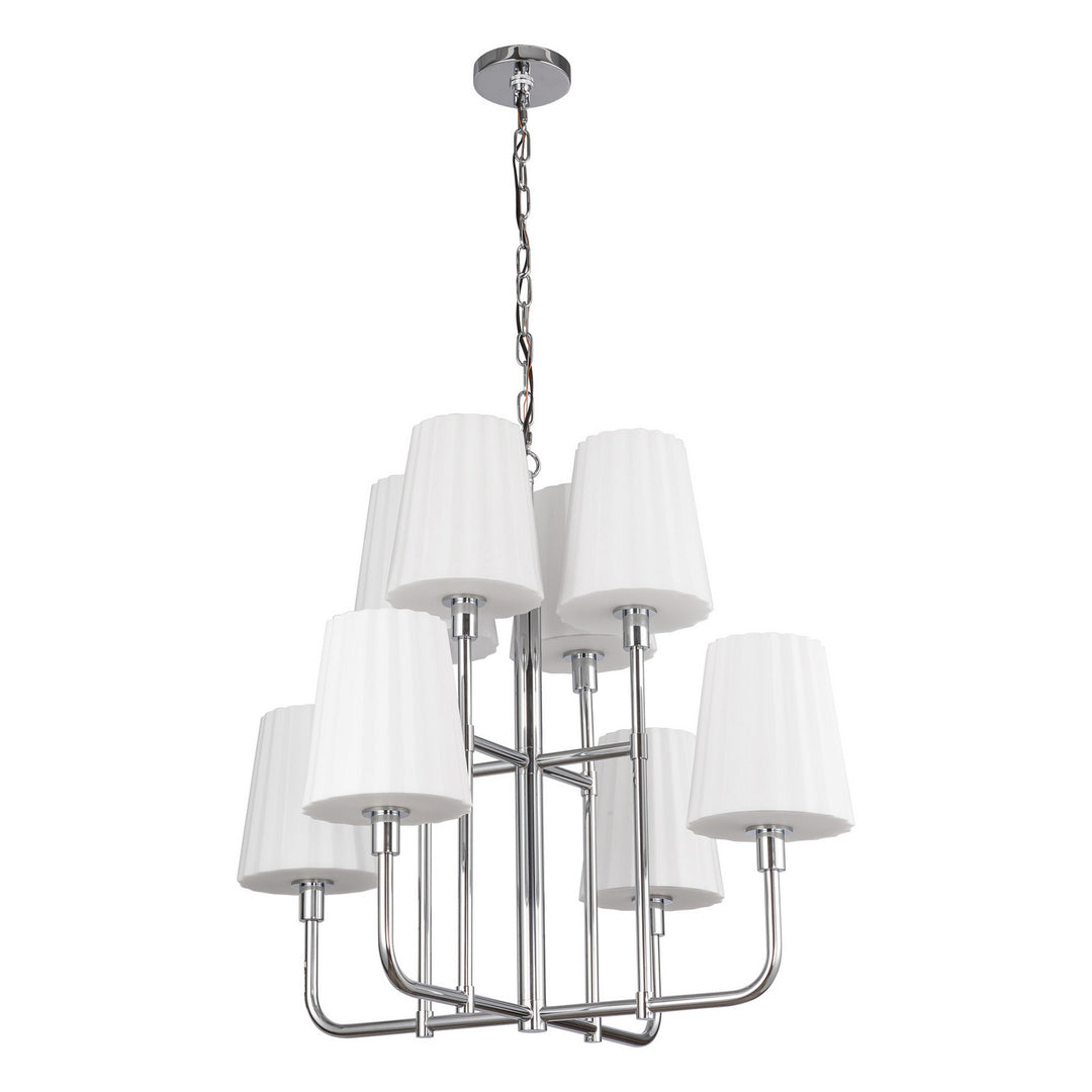 Alora Canada - CH628830CHOP - Eight Light Chandelier - Plisse - Chrome/Opal Matte Glass
