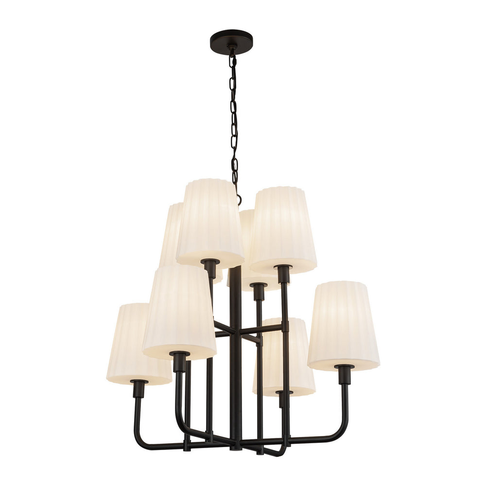 Alora Canada - CH628830MBOP - Eight Light Chandelier - Plisse - Matte Black/Opal Matte Glass