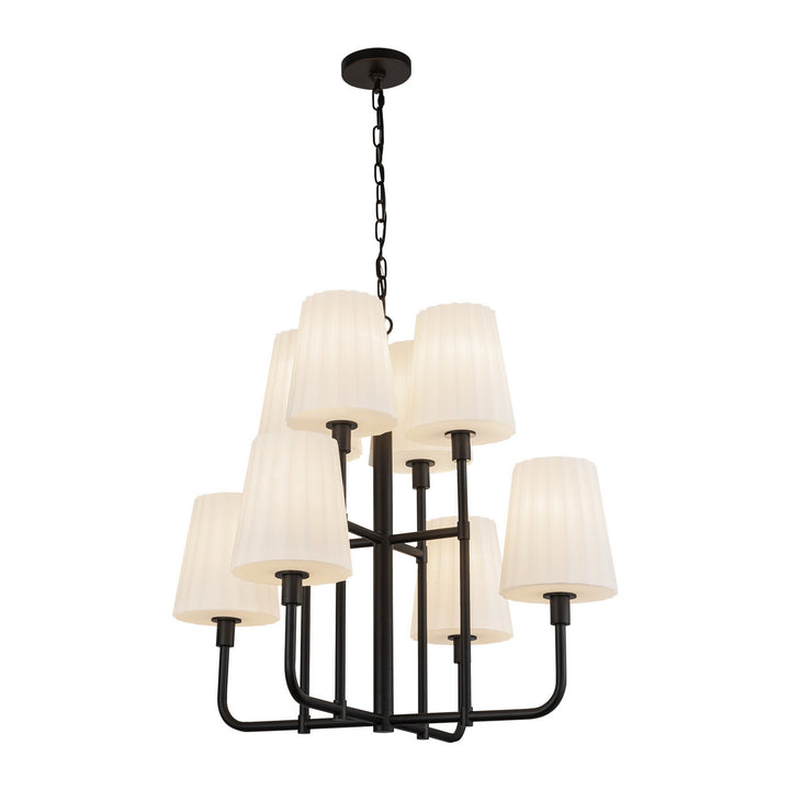 Alora Canada - CH628830MBOP - Eight Light Chandelier - Plisse - Matte Black/Opal Matte Glass