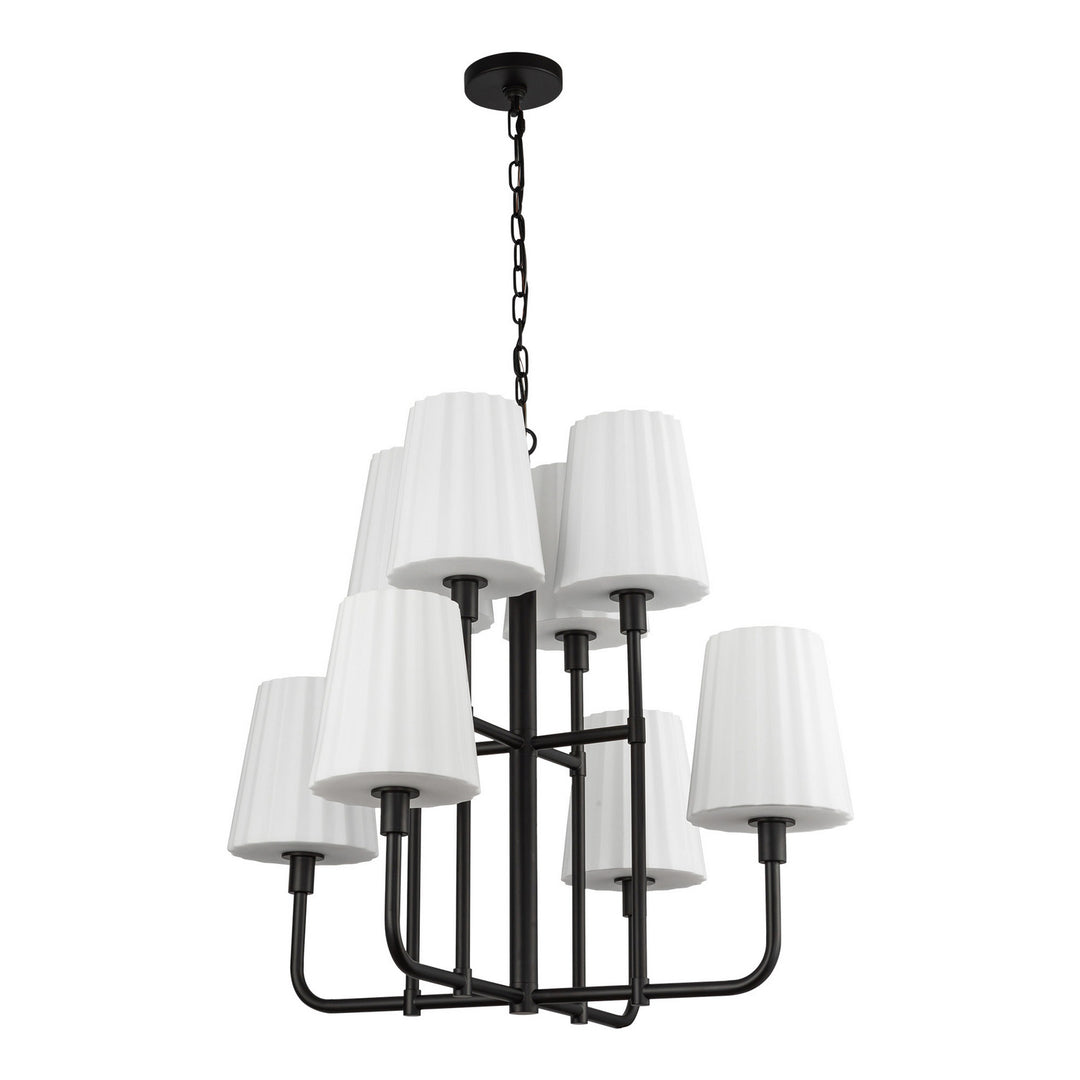 Alora Canada - CH628830MBOP - Eight Light Chandelier - Plisse - Matte Black/Opal Matte Glass