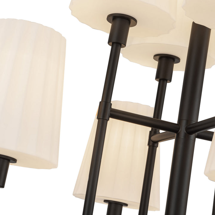 Alora Canada - CH628830MBOP - Eight Light Chandelier - Plisse - Matte Black/Opal Matte Glass