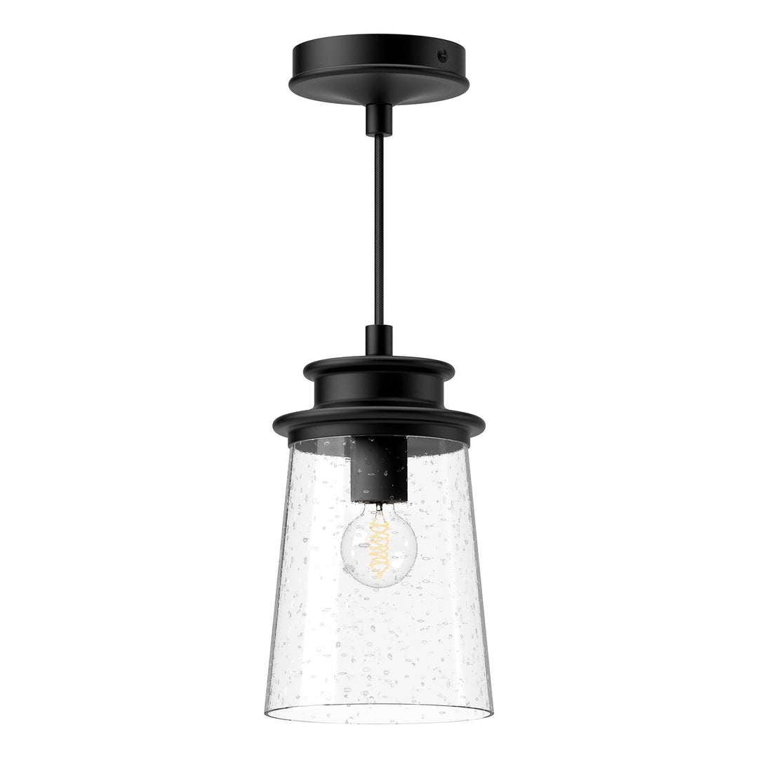 Alora Canada - EP533006BKCB - One Light Exterior Pendant - Quincy - Clear Bubble Glass/Textured Black