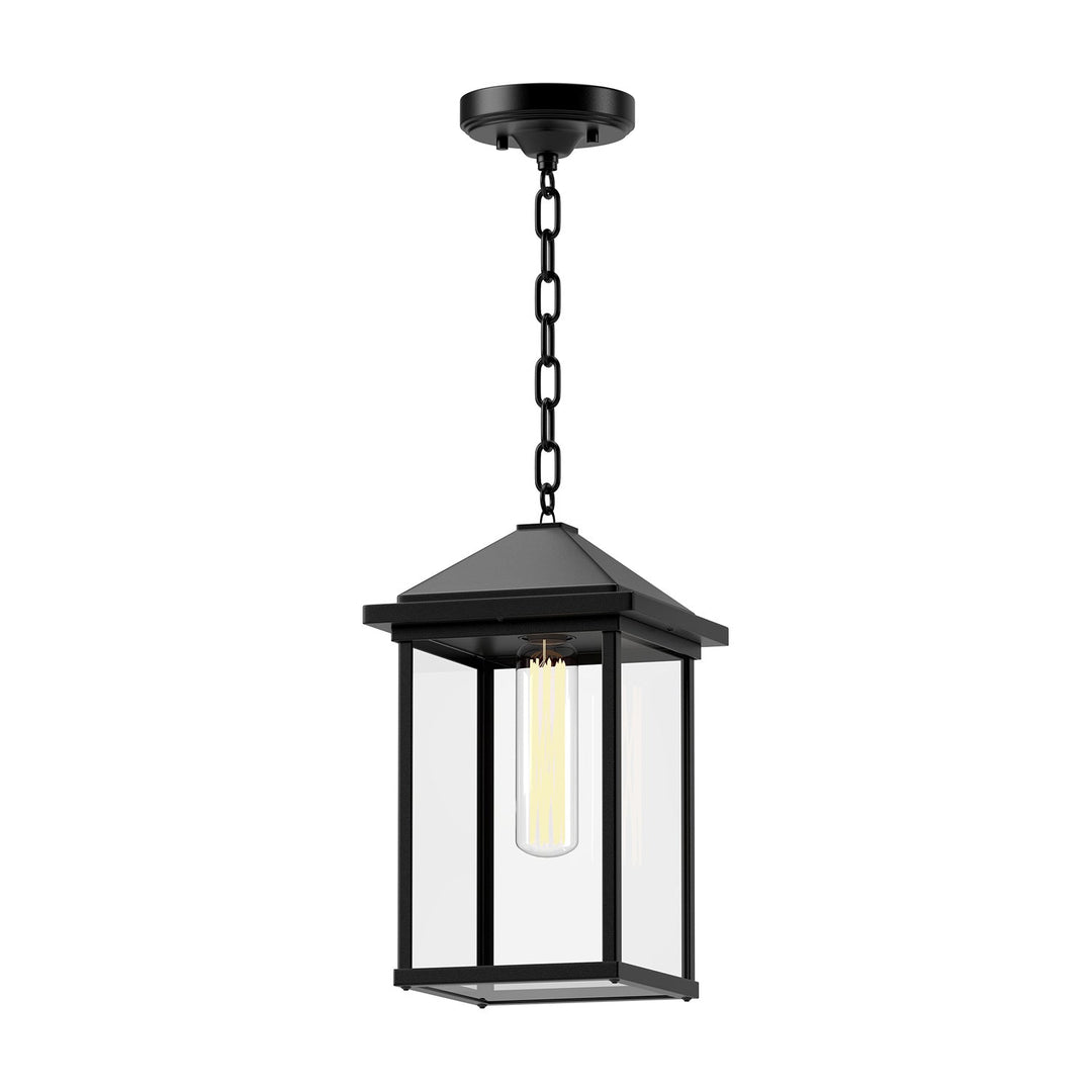 Alora Canada - EP552009BKCL - One Light Exterior Pendant - Larchmont - Clear Glass/Textured Black