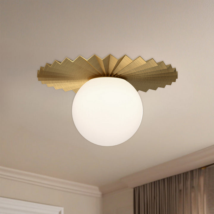 Alora Canada - FM501212BGOP - One Light Flush Mount - Plume - Brushed Gold/Opal Matte Glass