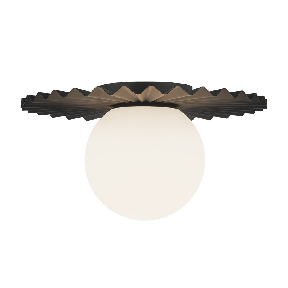 Alora Canada - FM501212MBOP - One Light Flush Mount - Plume - Matte Black/Opal Matte Glass