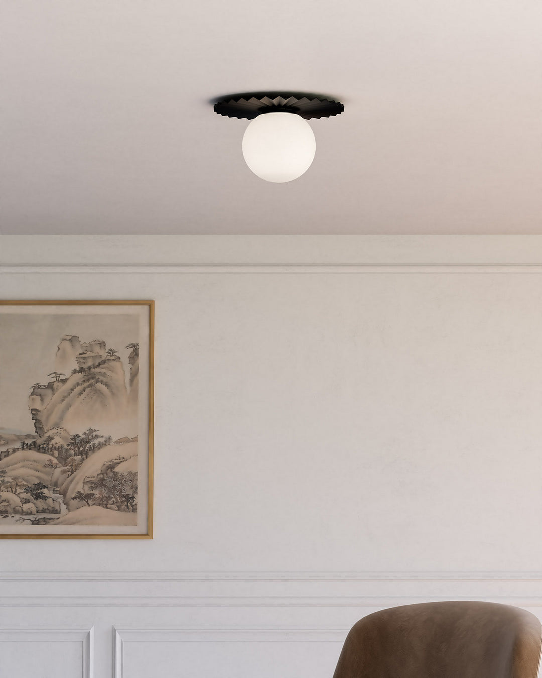 Alora Canada - FM501212MBOP - One Light Flush Mount - Plume - Matte Black/Opal Matte Glass