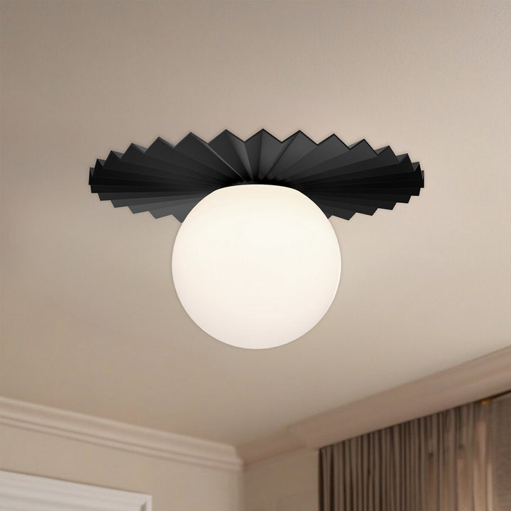 Alora Canada - FM501212MBOP - One Light Flush Mount - Plume - Matte Black/Opal Matte Glass