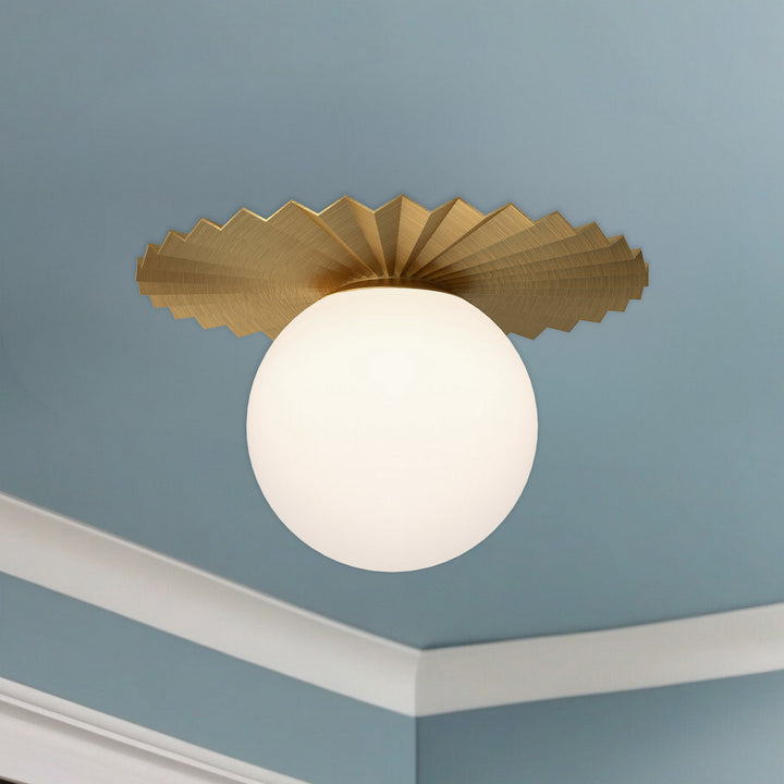 Alora Canada - FM501214BGOP - One Light Flush Mount - Plume - Brushed Gold/Opal Matte Glass