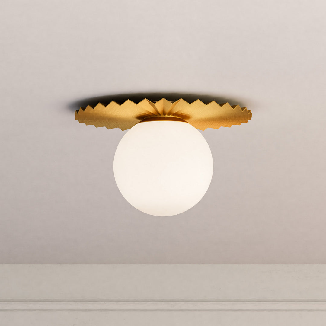 Alora Canada - FM501214BGOP - One Light Flush Mount - Plume - Brushed Gold/Opal Matte Glass