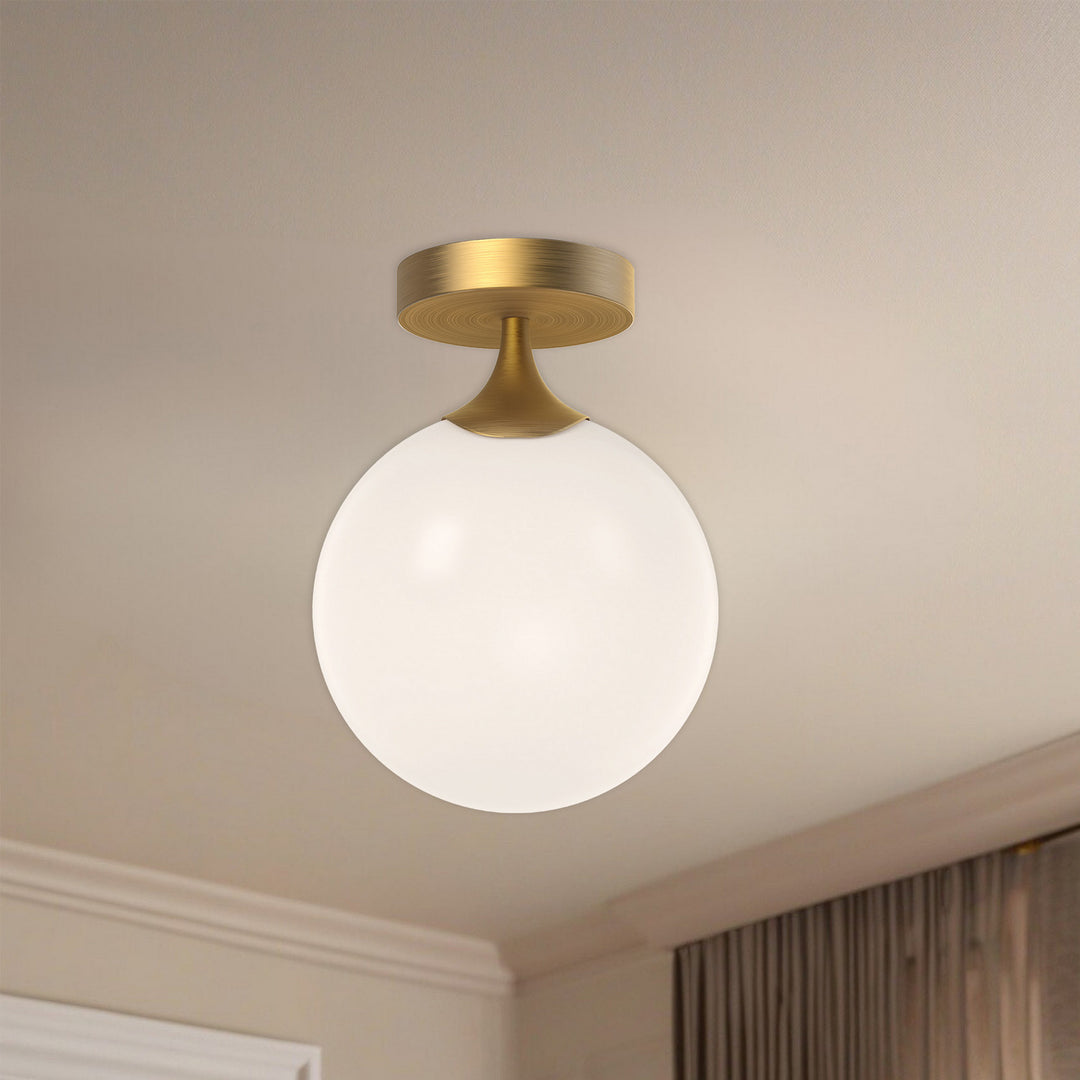 Alora Canada - FM505108AGOP - One Light Flush Mount - Nouveau - Aged Gold/Opal Matte Glass