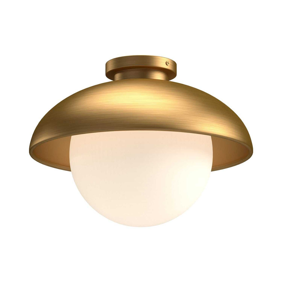 Alora Canada - FM522012AGOP - One Light Flush Mount - Rubio - Aged Gold/Opal Matte Glass