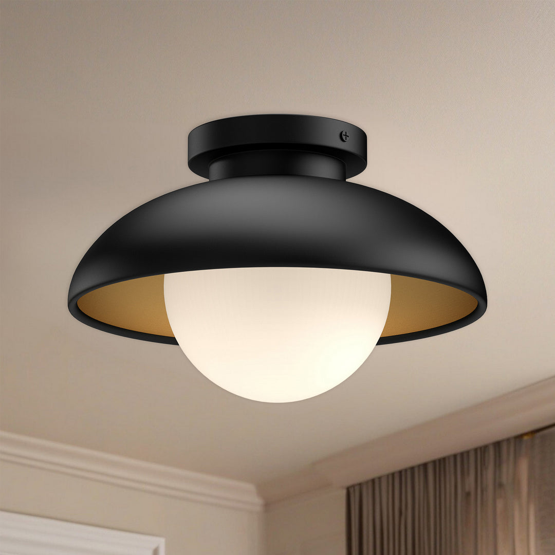 Alora Canada - FM522012MBOP - One Light Flush Mount - Rubio - Matte Black/Opal Matte Glass