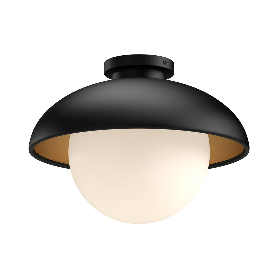 Alora Canada - FM522012MBOP - One Light Flush Mount - Rubio - Matte Black/Opal Matte Glass