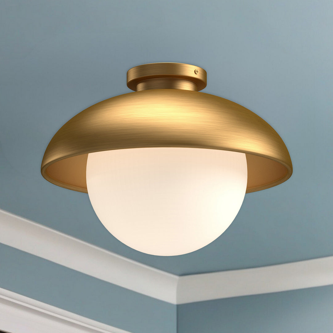 Alora Canada - FM522016AGOP - One Light Flush Mount - Rubio - Aged Gold/Opal Matte Glass