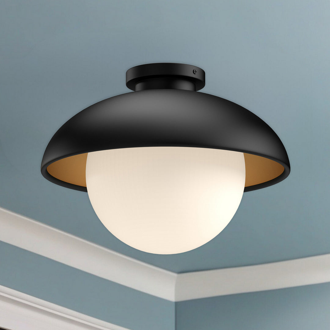 Alora Canada - FM522016MBOP - One Light Flush Mount - Rubio - Matte Black/Opal Matte Glass