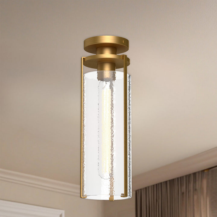 Alora Canada - FM536005AGWC - One Light Flush Mount - Belmont - Aged Gold/Clear Water Glass