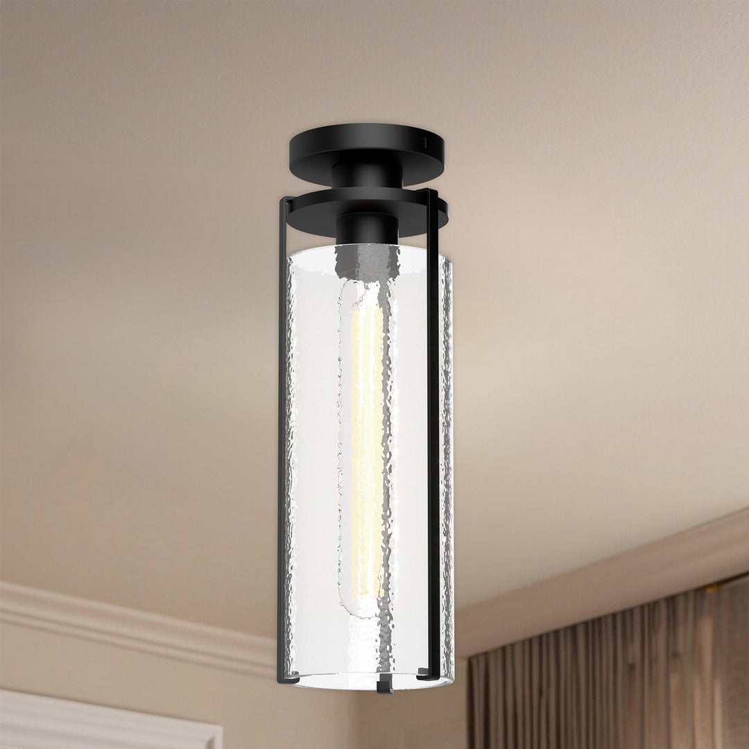 Alora Canada - FM536005MBWC - One Light Flush Mount - Belmont - Clear Water Glass/Matte Black