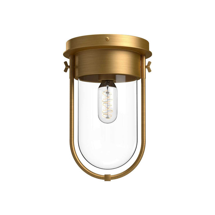 Cyrus One Light Flush Mount in Aged Gold/Clear Glass Alora Canada