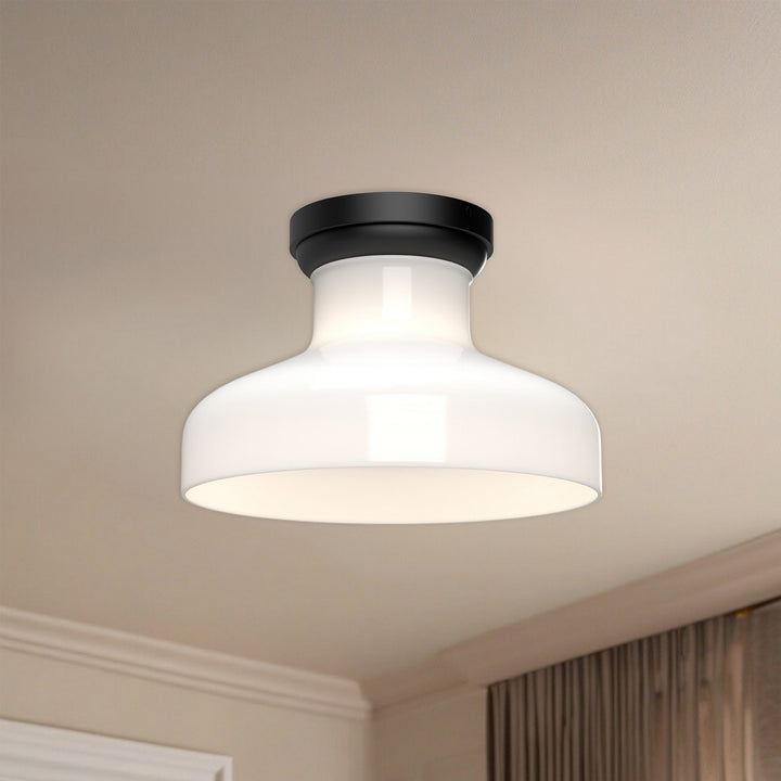 Alora Canada - FM540011MBGO - One Light Flush Mount - Westlake - Glossy Opal Glass/Matte Black