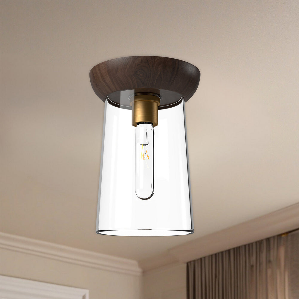 Alora Canada - FM542007AGWT - One Light Flush Mount - Emil - Aged Gold/Walnut