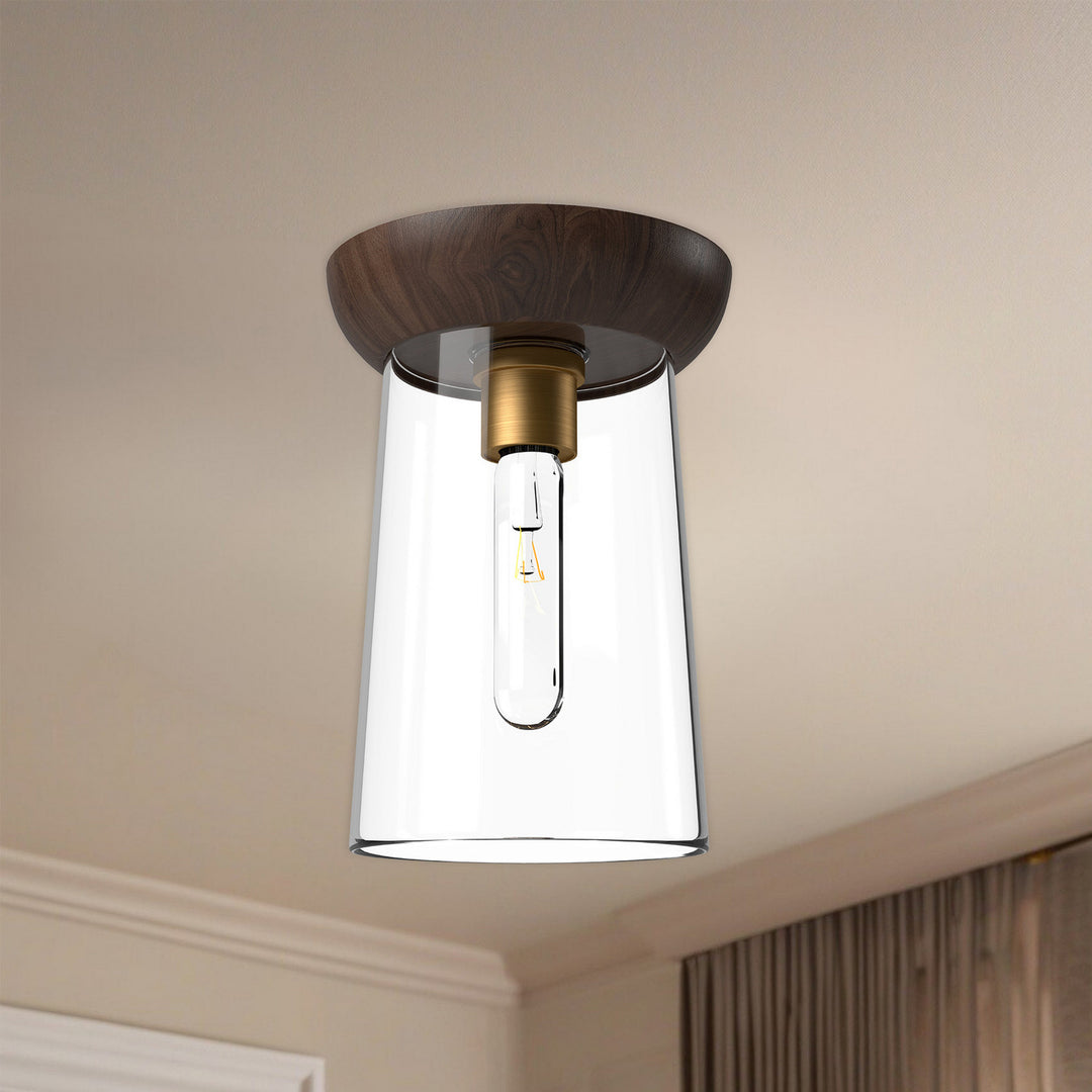 Alora Canada - FM542007AGWT - One Light Flush Mount - Emil - Aged Gold/Walnut