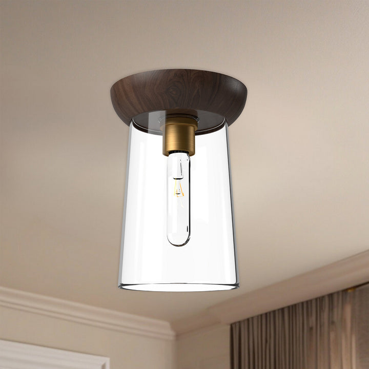 Alora Canada - FM542007AGWT - One Light Flush Mount - Emil - Aged Gold/Walnut