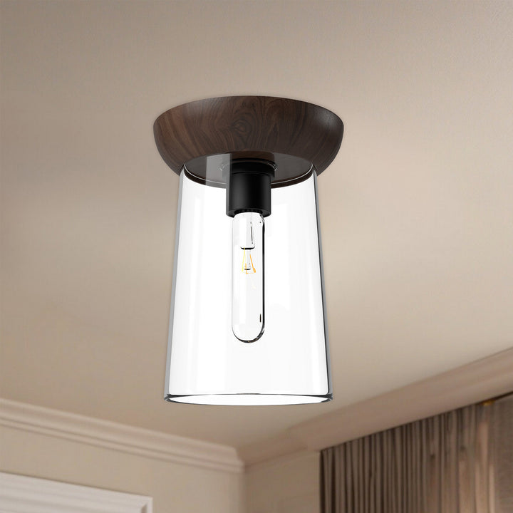 Alora Canada - FM542007MBWT - One Light Flush Mount - Emil - Matte Black/Walnut