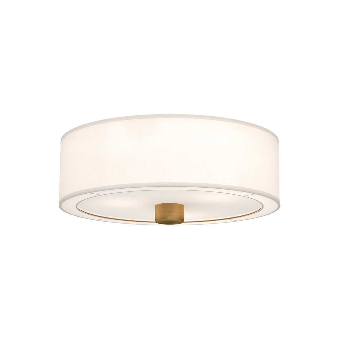 Alora Canada - FM547924AGWL - Three Light Flush Mount - Theo - Aged Gold/White Linen
