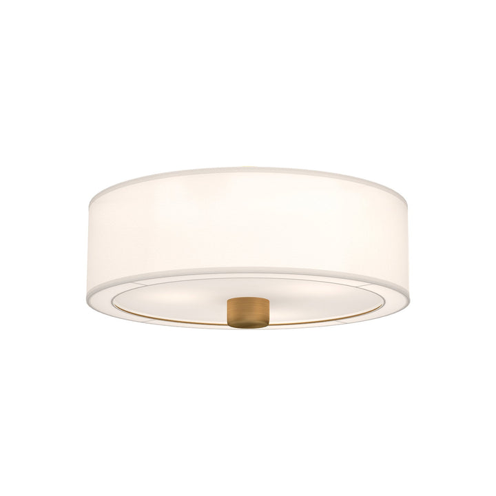 Alora Canada - FM547924AGWL - Three Light Flush Mount - Theo - Aged Gold/White Linen