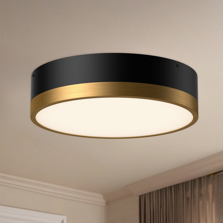 Alora Canada - FM556216AGMB - Three Light Flush Mount - Brisbane - Aged Gold/Matte Black