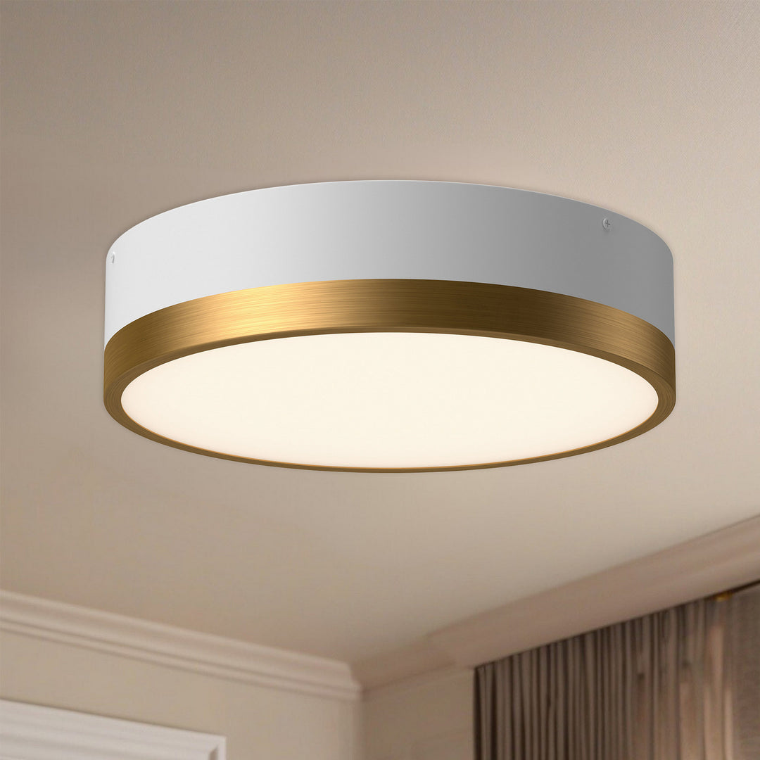 Alora Canada - FM556216AGWH - Three Light Flush Mount - Brisbane - Aged Gold/White