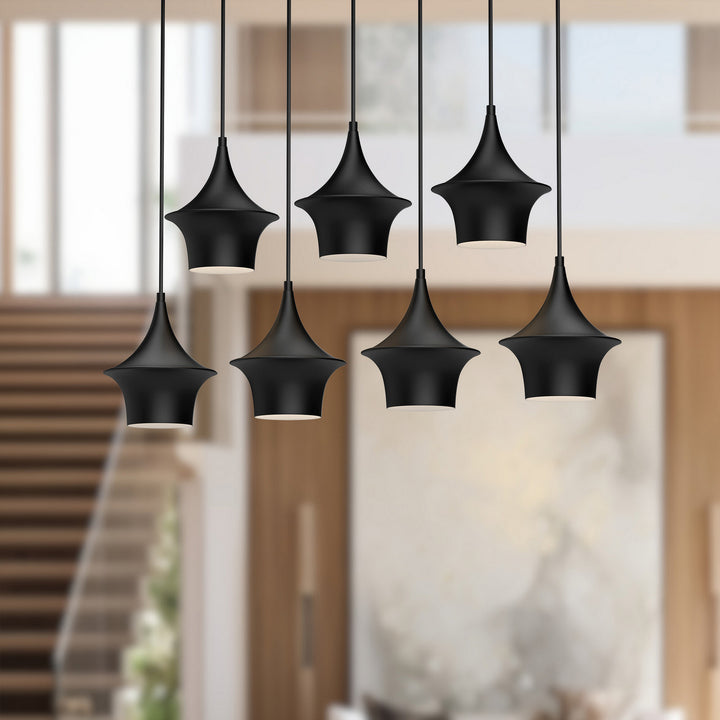 Alora Canada - LP523036MB - Seven Light Linear Pendant - Emiko - Matte Black