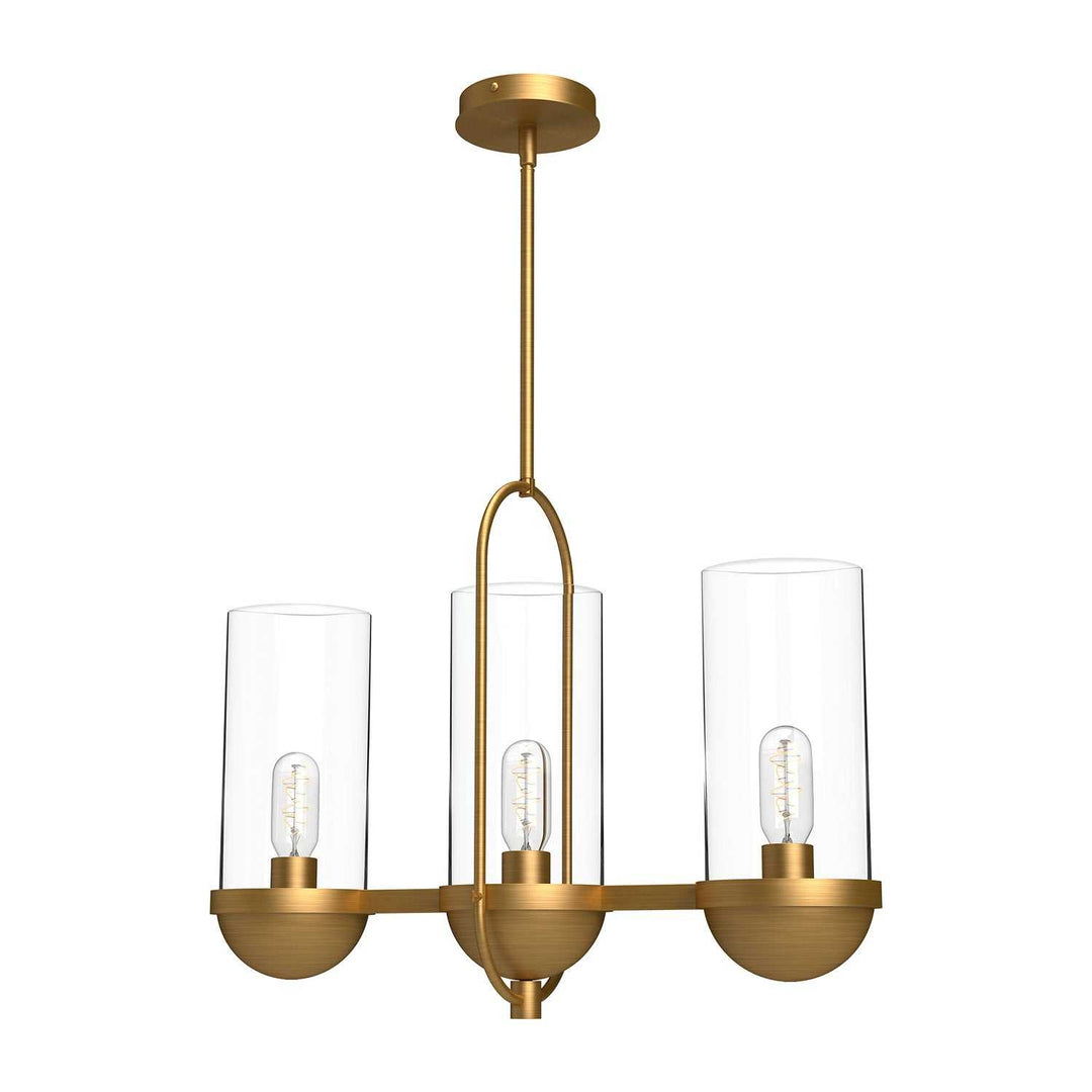 Alora Canada - LP539024AGCL - Three Light Linear Pendant - Cyrus - Aged Gold/Clear Glass