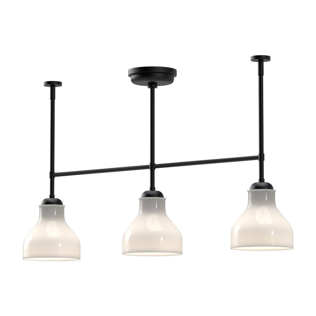 Alora Canada - LP540334MBGO - Three Light Linear Pendant - Westlake - Glossy Opal Glass/Matte Black