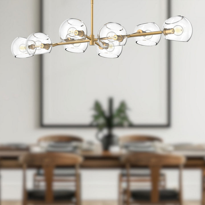 Alora Canada - LP548848BGCL - Eight Light Linear Pendant - Willow - Brushed Gold/Clear Glass