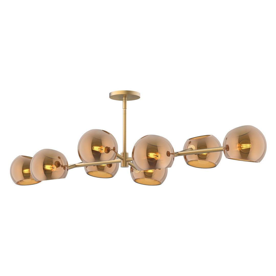 Alora Canada - LP548848BGCP - Eight Light Linear Pendant - Willow - Brushed Gold/Copper Glass