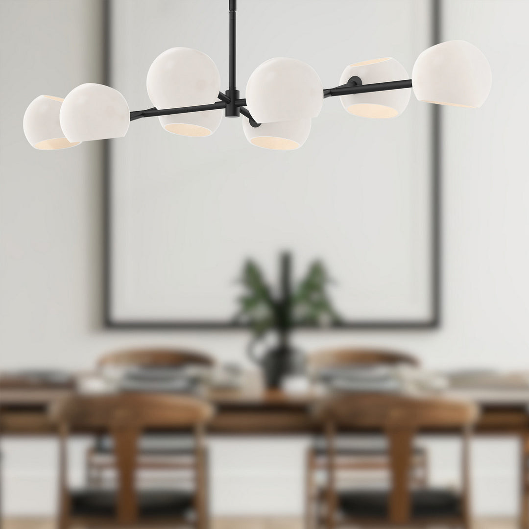Alora Canada - LP548848MBOP - Eight Light Linear Pendant - Willow - Matte Black/Opal Matte Glass