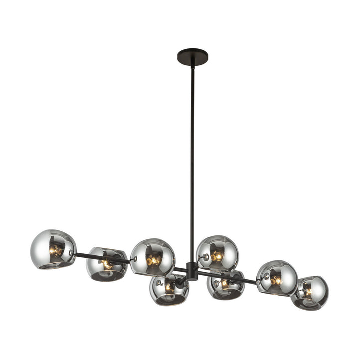 Alora Canada - LP548848MBSM - Eight Light Linear Pendant - Willow - Matte Black/Smoked Solid Glass