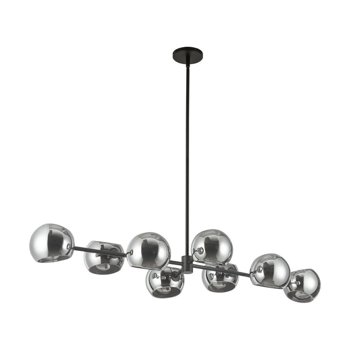 Alora Canada - LP548848MBSM - Eight Light Linear Pendant - Willow - Matte Black/Smoked Solid Glass