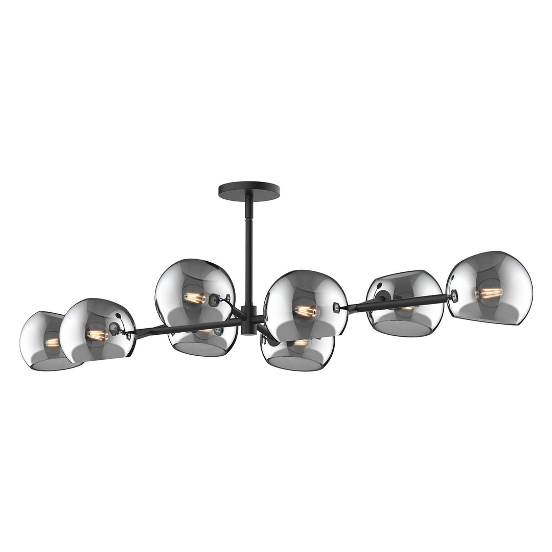 Alora Canada - LP548848MBSM - Eight Light Linear Pendant - Willow - Matte Black/Smoked Solid Glass