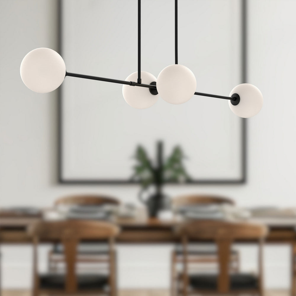 Alora Canada - LP549448MBOP - Four Light Linear Pendant - Cassia - Matte Black/Opal Matte Glass
