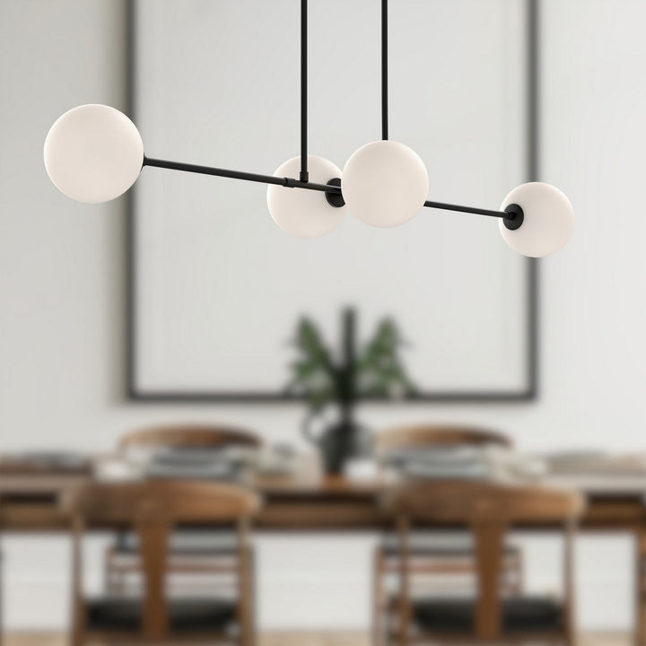 Alora Canada - LP549448MBOP - Four Light Linear Pendant - Cassia - Matte Black/Opal Matte Glass