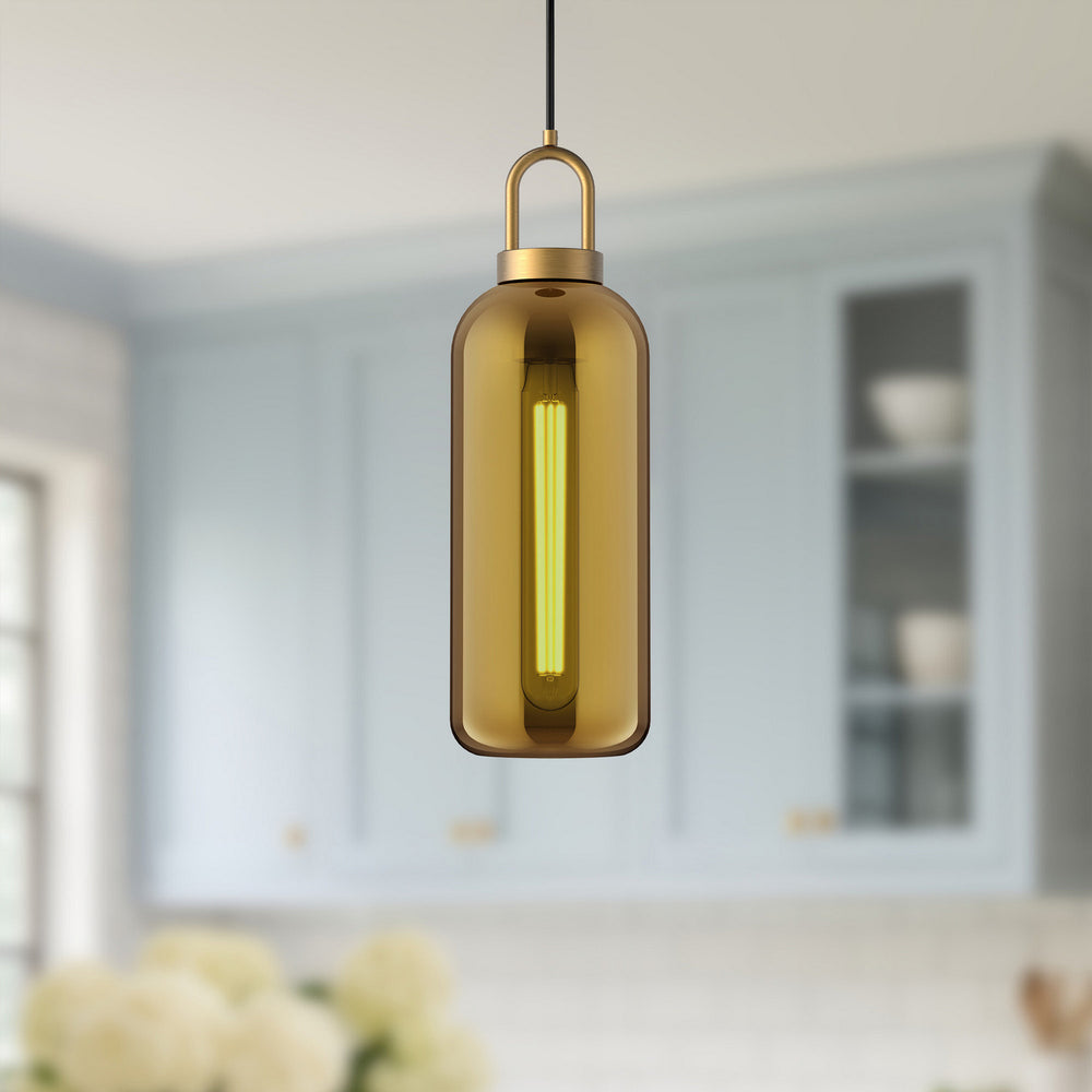 Alora Canada - PD401505AGCP - One Light Pendant - Soji - Aged Gold/Copper Glass