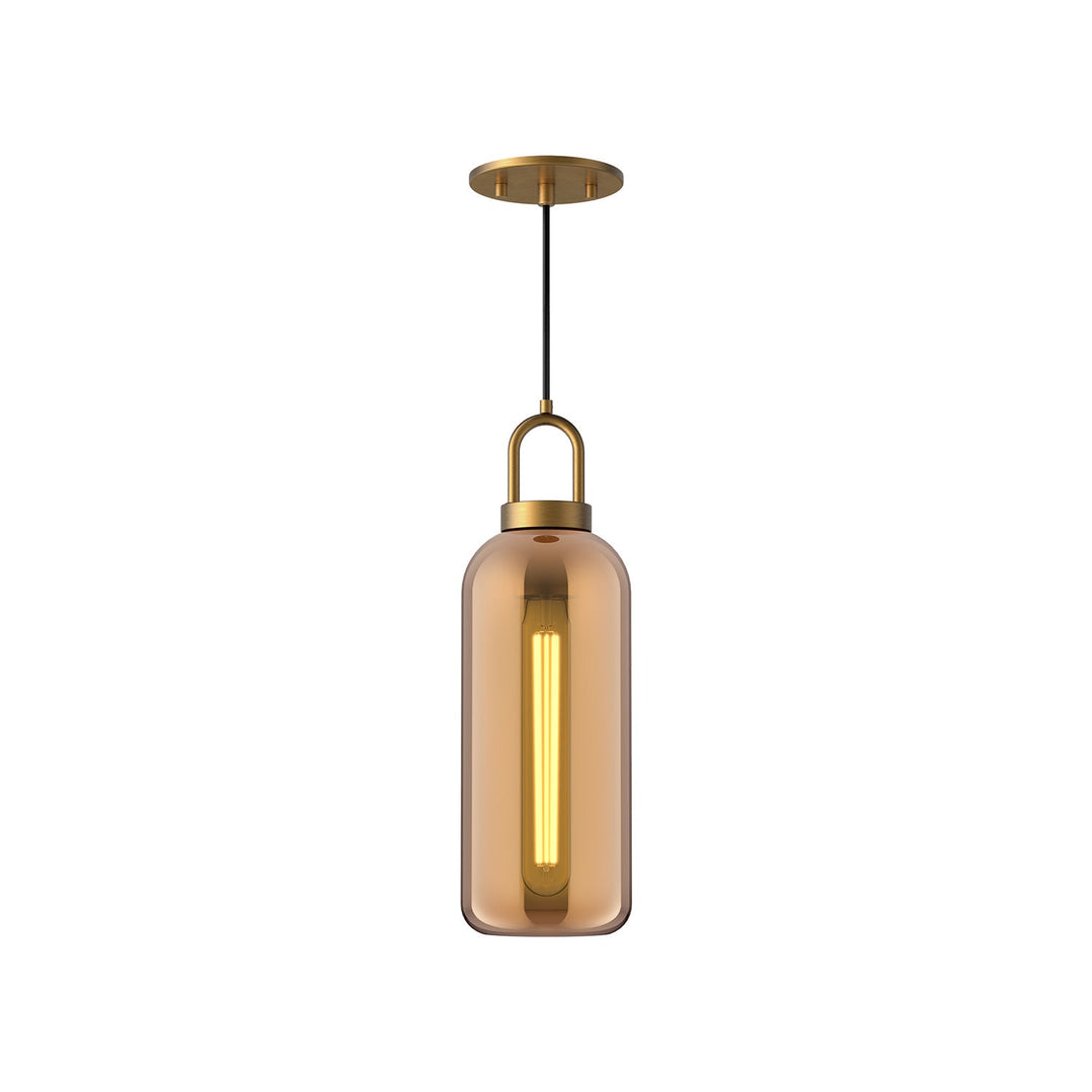 Alora Canada - PD401505AGCP - One Light Pendant - Soji - Aged Gold/Copper Glass