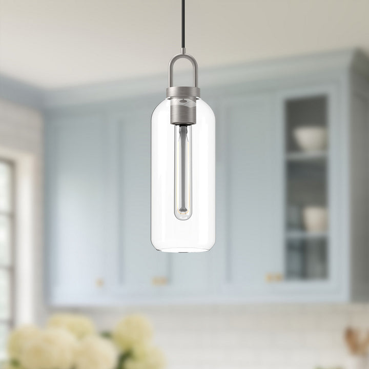 Alora Canada - PD401505BNCL - One Light Pendant - Soji - Brushed Nickel/Clear Glass