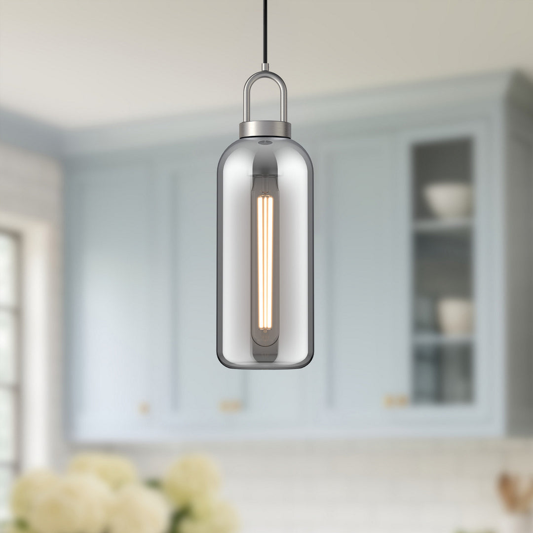 Alora Canada - PD401505BNSM - One Light Pendant - Soji - Brushed Nickel/Smoked Solid Glass