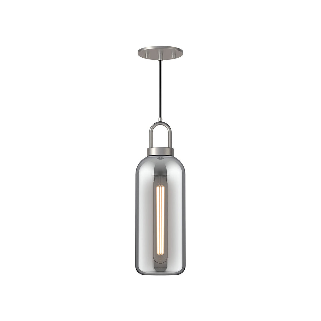Alora Canada - PD401505BNSM - One Light Pendant - Soji - Brushed Nickel/Smoked Solid Glass